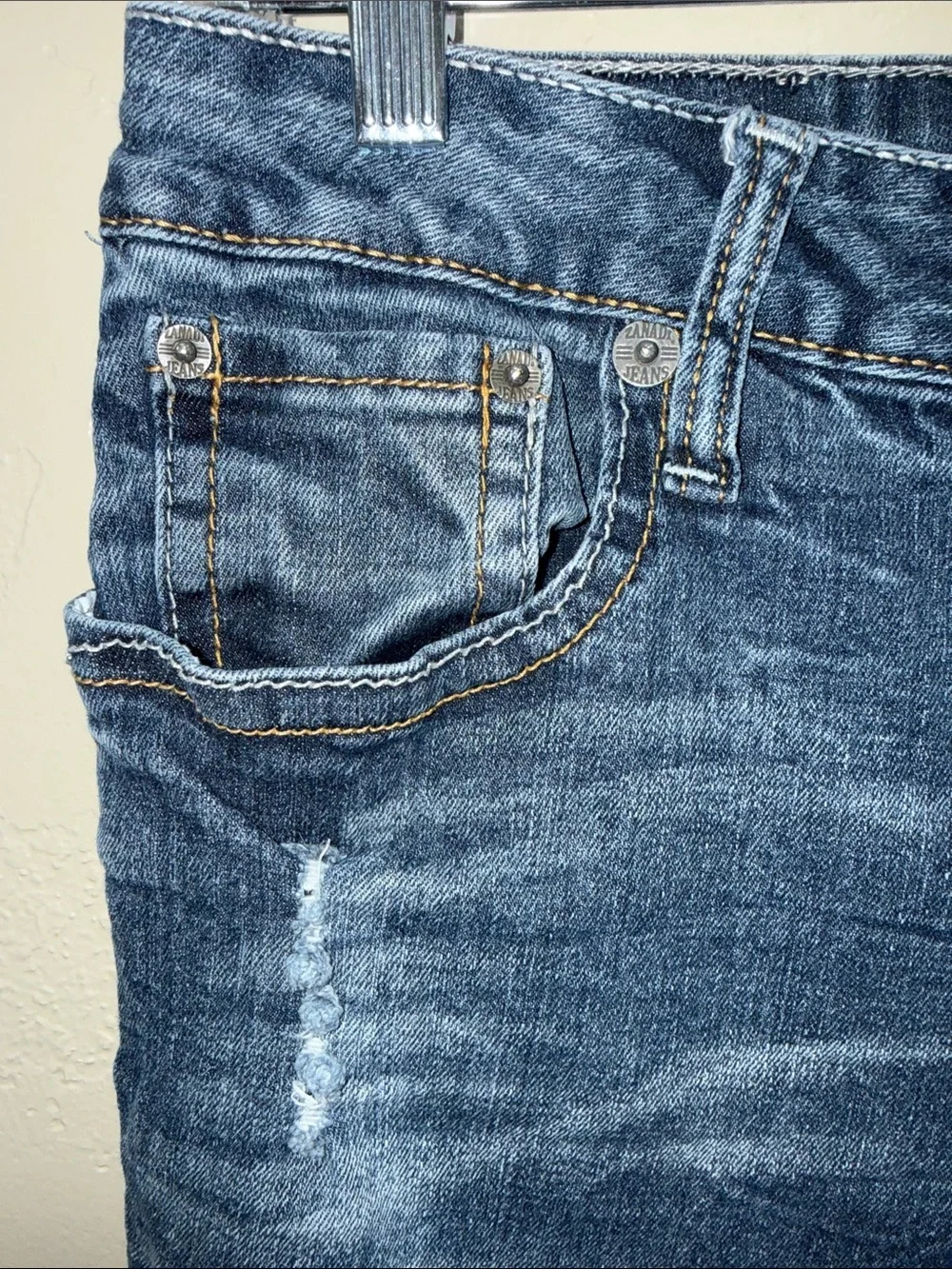 Zanadi Distressed Blue Jean Shorts Jorts 14 Long line Y2K Streetwear